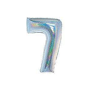 Folienballon B&C, Ziffer 7, holographisches Silber, 76 cm