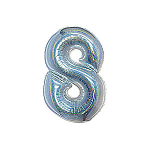 Folienballon B&C, Ziffer 8, holographisches Silber, 76 cm
