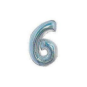 Folienballon B&C, Ziffer 6, holographisch Silber, 76 cm