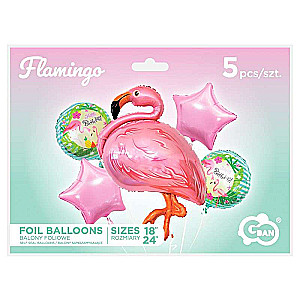 Set aus Folienballons Flamingo / 5 Stück