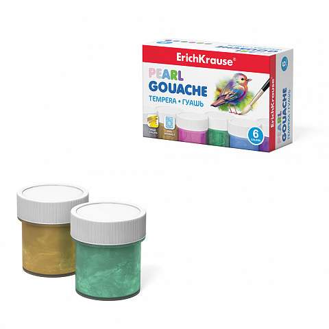 Gouache ErichKrause® Pearl 6 colors of 20ml