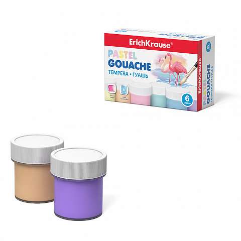 Guaša ErichKrause® Pastel 6 krāsas pa 20ml