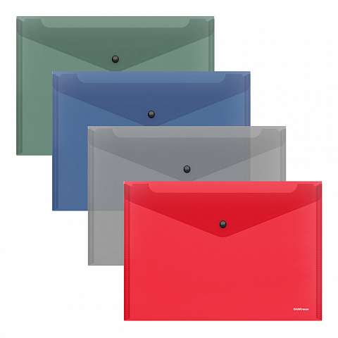 Kunststoff-Button-Umschlag ErichKrause® Glossy Classic, B5, halbtransparent, assortiert