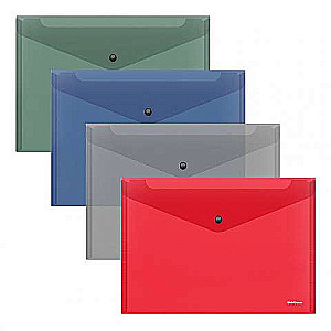 Kunststoff-Button-Umschlag ErichKrause® Glossy Classic, B5, halbtransparent, assortiert