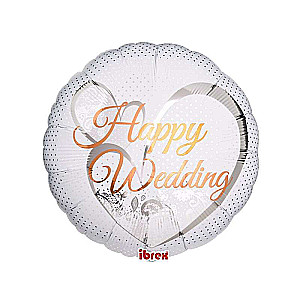 Folienballon Ibrex 14 - Happy Wedding Lace White