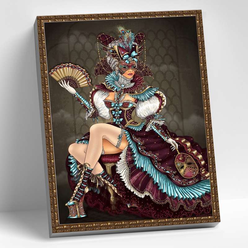 Diamantmosaic koos kantud raami 40x50 cm - Veneetsia karneval