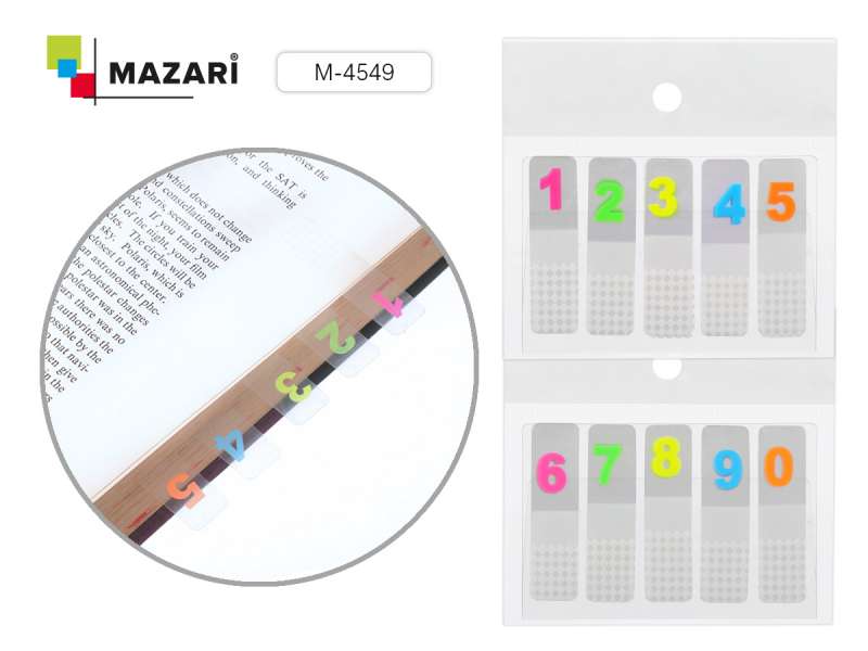 Zestaw zakladek z klejącym brzegiem, 5 bloczków 44x12 mm po 20 kartek