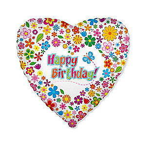 Folienballon 18/46cm Herz Happy Birthday