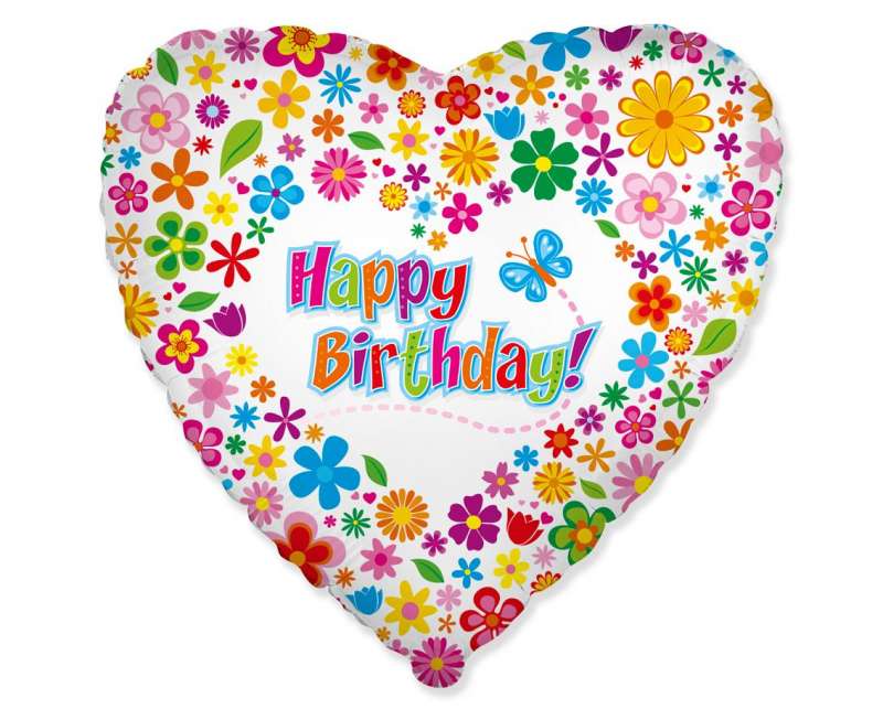Folienballon 18/46cm Herz Happy Birthday