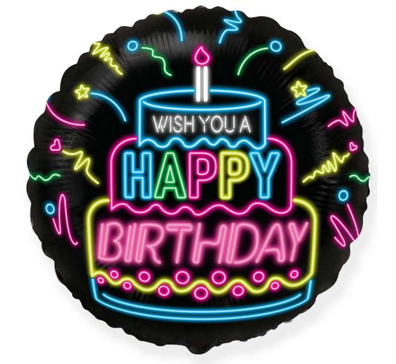 Folienballon 18 FX - Happy Birthday - NEON