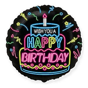 Folienballon 18 FX - Happy Birthday - NEON