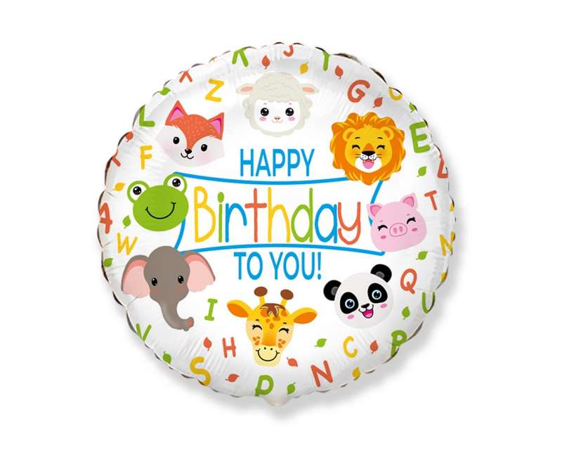 Folieballon 18 FX - Happy Birthday Animals