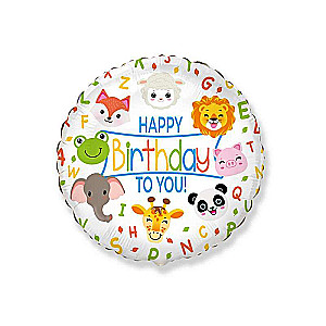 Folieballon 18 FX - Happy Birthday Animals