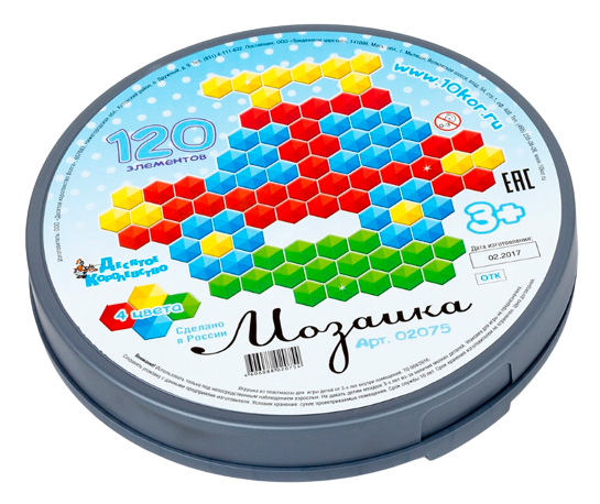 Kuues nurk mosaik 120 tk (ümmargune plastkarp)