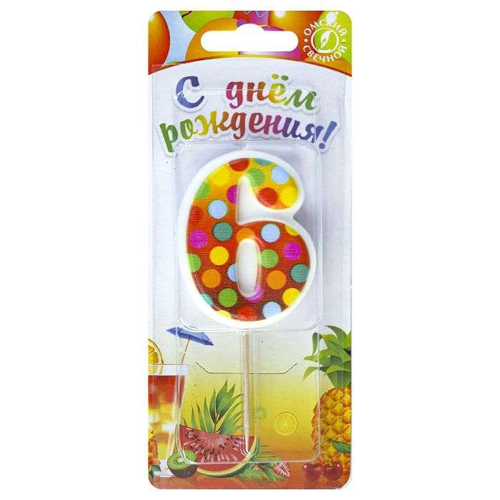 Küünal torti jaoks pulgal 6 Confetti