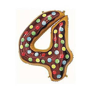 Folienballon Ziffer 4, Cookie, 78 cm