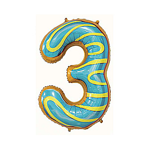 Folienballon Ziffer 3, Cookie, 78 cm