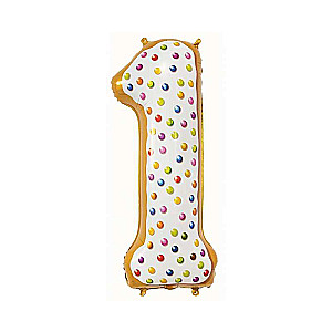 Folienballon Ziffer 1, Cookie, 78 cm
