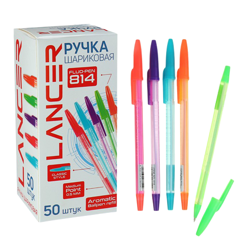 Ballpoint pen 0.5mm blue, MIX LANCER Fluo case