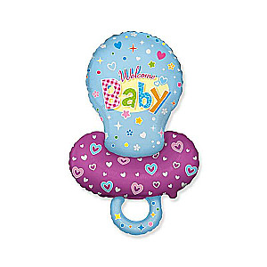 Folienballon 24 Willkommen Baby, rosa/blau