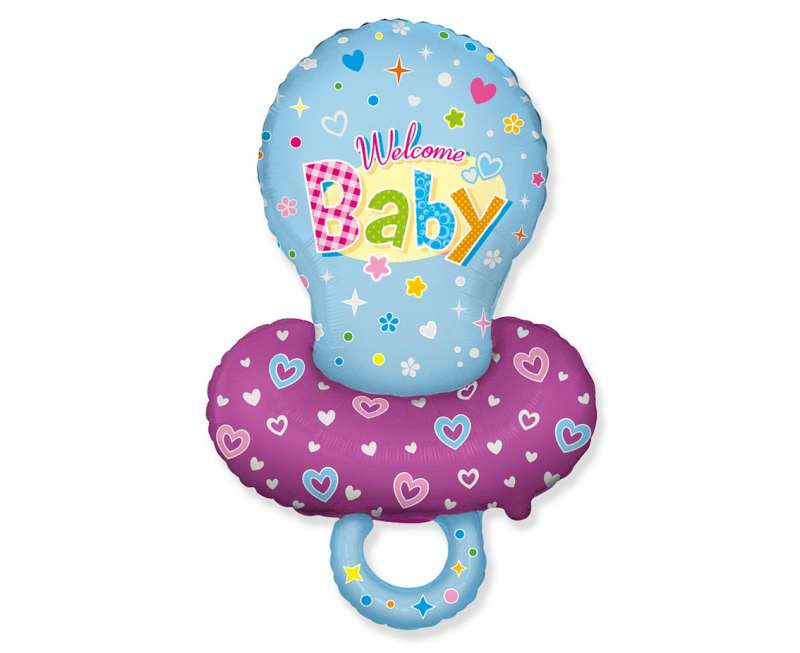 Folienballon 24 Willkommen Baby, rosa/blau