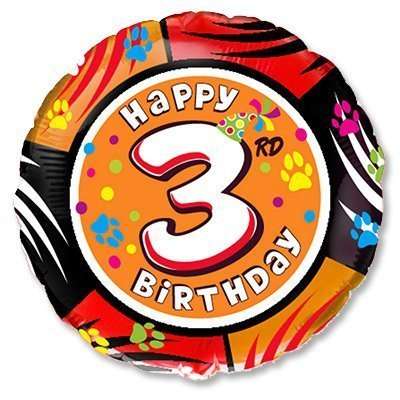 Folienballon 18/46cm rund 3 FX Happy Birthday, farbig