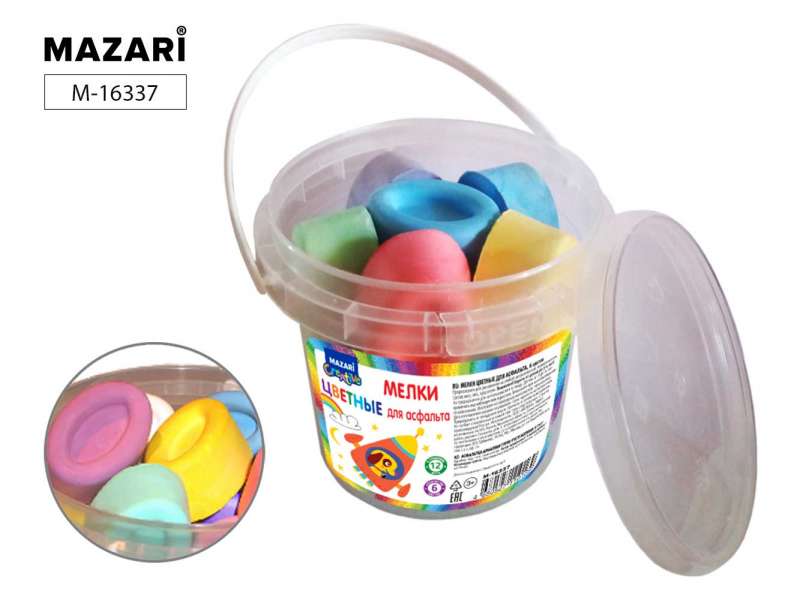 Chalks for asphalt 6 colors, 12 pcs