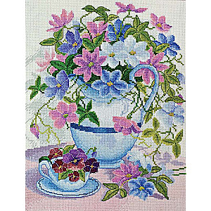 Cross Stitch Kit - Clematis in a Jug
