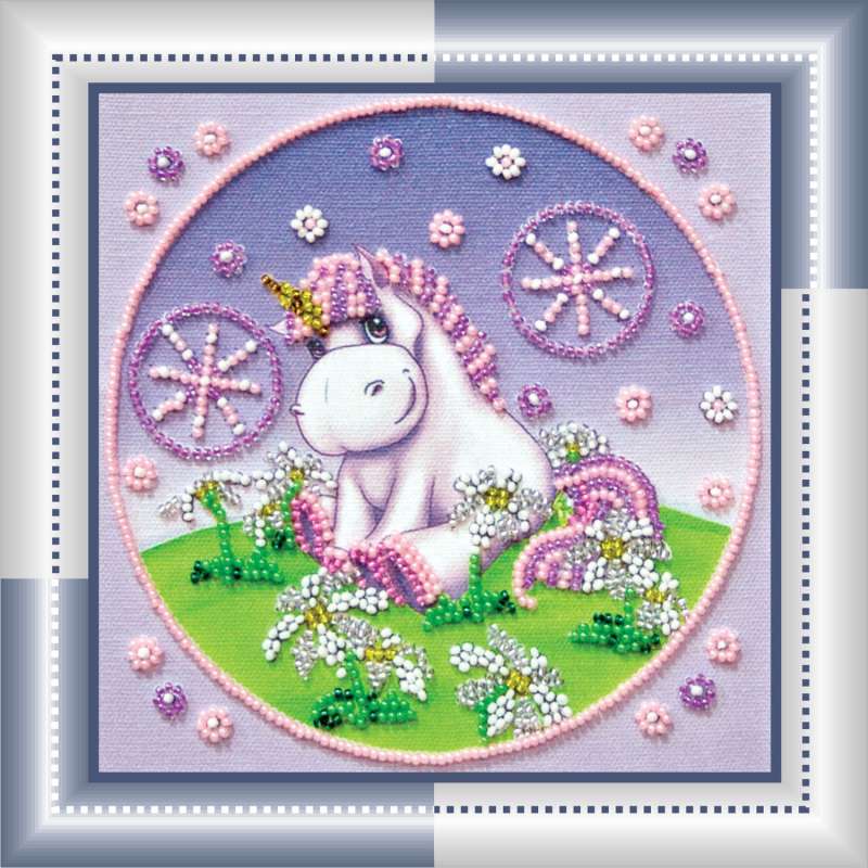 Stickset mit Perlen - Einhorn