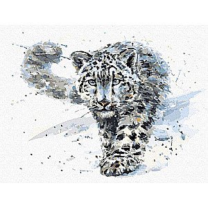 Skaičių paveikslas - Leopardo katė, spalvota drobė, 30x40cm