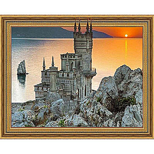Dimanta mozaīka 3D ar uzklātu rāmīti (40x50) SAULRIETS KRIMĀ (29 krāsas)