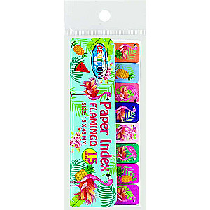 Klijuojami lapeliai- indeksai FLAMINGO, popieriniai, 8 spalvų, 50x15mm, 15 lapų