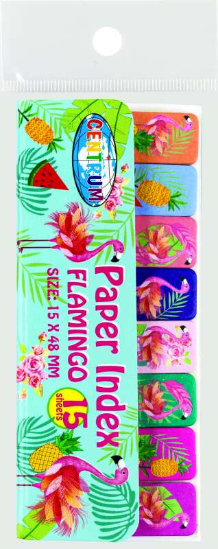 Kleepuvad lehed-indeksid FLAMINGO, paberist, 8 värvi, 50x15mm, 15 lehte