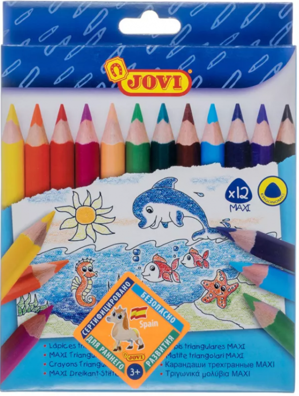 Colored Pencils. 12 colors. JOVI MAXI