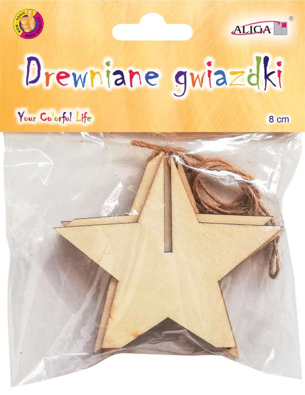Ziemassvētku dekors - koka zvaigzne, 1 gab.