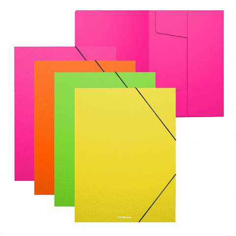 Ordner mit Gummiband aus Kunststoff Matt Neon, A4, assortiert