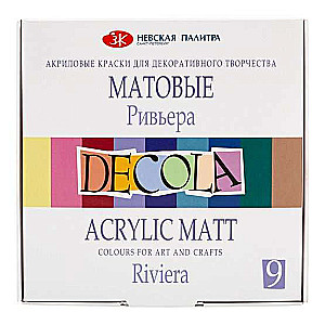 Akrilinių dažų rinkinys matinio kartono 9 vnt x 20 ml Riviera