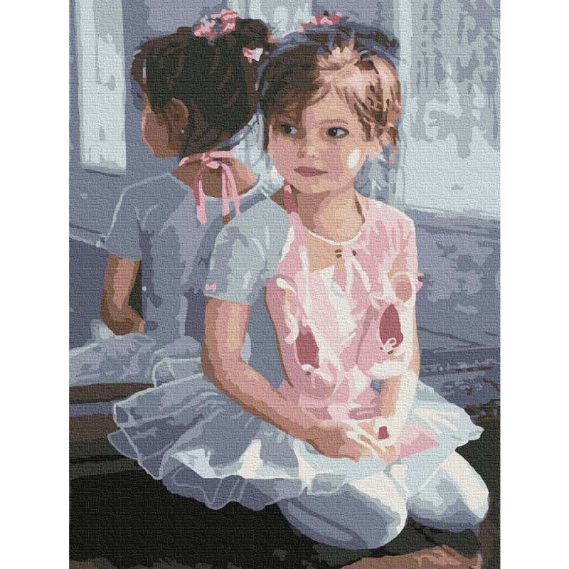 Numbrite maal värvilise skeemiga lõuendil - Väike baleriin, 30x40cm