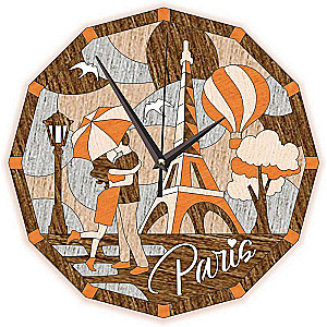 Creative Kit - Marquetry Clock. Strolls in Paris, 25x25cm