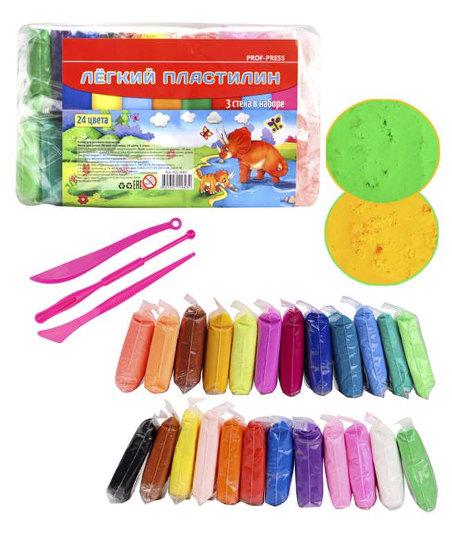 Light clay, 24 colors, 3 tools.