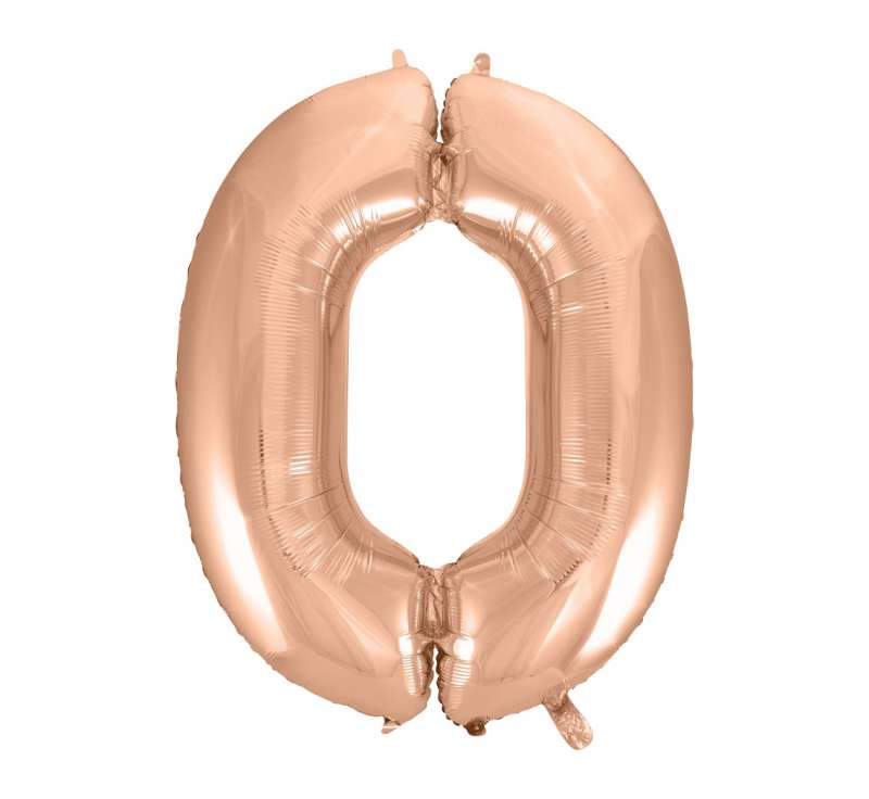 Fooliumballoon 45 Digit 0 roosa-kuld