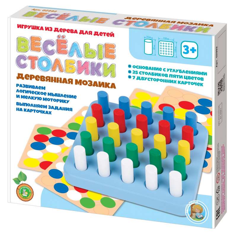 Деревянная мозаика - Веселые столбики, 25 элементов