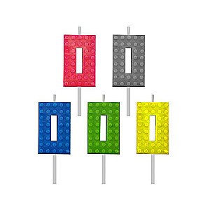 Svečs tortam 0 Lego kubi, 5.5cm Mix