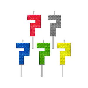 Svečs tortam 7 Lego kubi, 5.5cm Mix