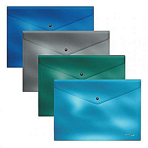 Mappenumschlag mit Druckknopf aus Kunststoff ErichKrause Glossy Ice Metallic, undurchsichtig, B5, assortiert