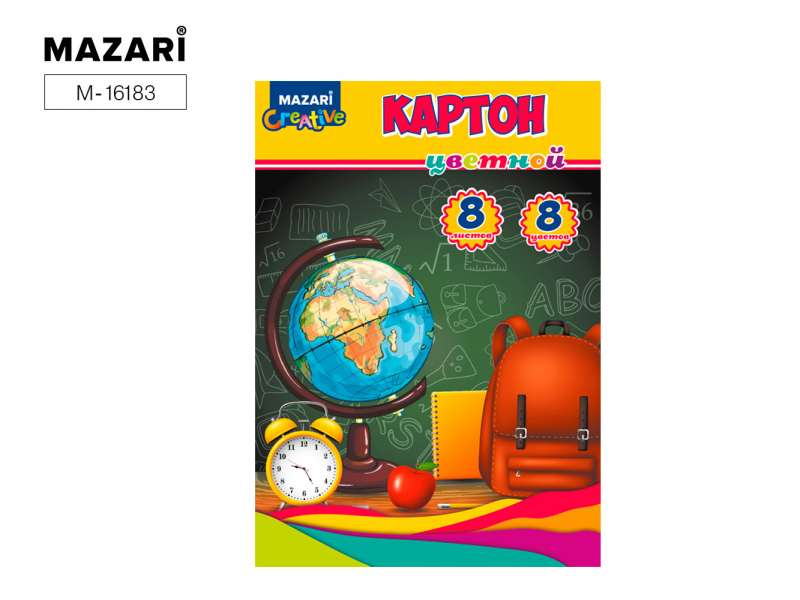 Krāsainā glancētā kartona komplekts, mapē, 8 l., 8 krāsas, A4