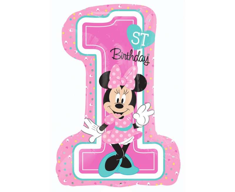 Фольгированный шар 36 Micky Mouse 1st Birthday розовый