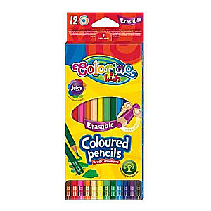 Kredki kolorowe 12 kolorów z gumką COLORINO