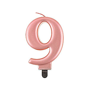 Svece tortam 9 Rozā metāls 8,0cm