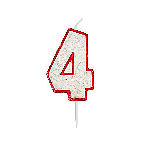 Svečs tortam "4", ar spīdumiem